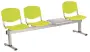 VINCENZA - 4 S, plastová lavice do čekárny, 3-sedák, stolek, pistáciová, kostra stříbrná