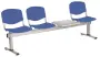 VINCENZA - 4 S, plastová lavice do čekárny, 3-sedák, stolek, světle modrá, kostra stříbrná