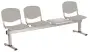 VINCENZA - 4 S, plastová lavice do čekárny, 3-sedák, stolek, šedá, kostra stříbrná