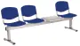 VINCENZA - 4 S, plastová lavice do čekárny, 3-sedák, stolek, tmavě modrá, kostra stříbrná