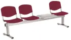 VINCENZA - 4 S, plastová lavice do čekárny, 3-sedák, stolek, vínová, kostra stříbrná