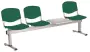 VINCENZA - 4 S, plastová lavice do čekárny, 3-sedák, stolek, zelená, kostra stříbrná