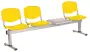 VINCENZA - 4 S, plastová lavice do čekárny, 3-sedák, stolek, žlutá, kostra stříbrná