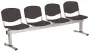 VINCENZA - 4, plastová lavice do čekárny, 4-sedák, černá, kostra stříbrná