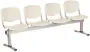 VINCENZA - 4, plastová lavice do čekárny, 4-sedák, krémová, kostra stříbrná