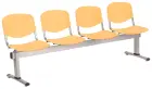 VINCENZA - 4, plastová lavice do čekárny, 4-sedák, meruňková, kostra stříbrná