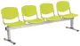 VINCENZA - 4, plastová lavice do čekárny, 4-sedák, pistáciová, kostra stříbrná