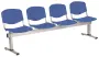 VINCENZA - 4, plastová lavice do čekárny, 4-sedák, světle modrá, kostra stříbrná
