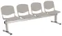 VINCENZA - 4, plastová lavice do čekárny, 4-sedák, šedá, kostra stříbrná