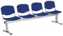 VINCENZA - 4, plastová lavice do čekárny, 4-sedák, tmavě modrá, kostra stříbrná