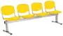 VINCENZA - 4, plastová lavice do čekárny, 4-sedák, žlutá, kostra stříbrná