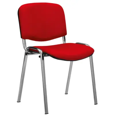 MESSINA CR židle konferenční, kostra chrom, koženka červená