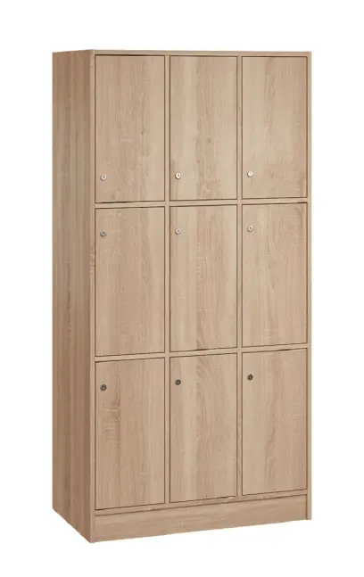 SL - 3333 šatní skříň dřevěná, 9-úložných boxů, 1800x900x500, sokl, dub bardolino SL - 3333 šatní skříň dřevěná, 9-úložných boxů, 1800x900x500, sokl, dub bardolino
