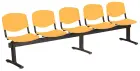 VINCENZA - 5, plastová lavice do čekárny, 5-sedák, meruňková, kostra černá