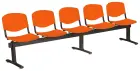 VINCENZA - 5, plastová lavice do čekárny, 5-sedák, oranžová, kostra černá