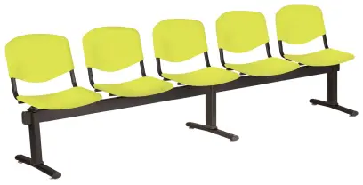 VINCENZA - 5, plastová lavice do čekárny, 5-sedák, pistáciová, kostra černá