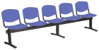 VINCENZA - 5, plastová lavice do čekárny, 5-sedák, světle modrá, kostra černá
