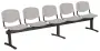 VINCENZA - 5, plastová lavice do čekárny, 5-sedák, šedá, kostra černá