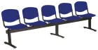 VINCENZA - 5, plastová lavice do čekárny, 5-sedák, tmavě modrá, kostra černá