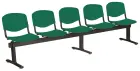 VINCENZA - 5, plastová lavice do čekárny, 5-sedák, zelená, kostra černá