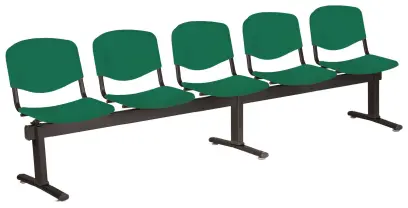 VINCENZA - 5, plastová lavice do čekárny, 5-sedák, zelená, kostra černá
