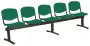 VINCENZA - 5, plastová lavice do čekárny, 5-sedák, zelená, kostra černá