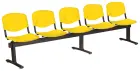VINCENZA - 5, plastová lavice do čekárny, 5-sedák, žlutá, kostra černá