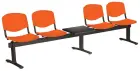 VINCENZA - 5 S, plastová lavice do čekárny, 4-sedák, stolek, oranžová, kostra černá