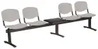 VINCENZA - 5 S, plastová lavice do čekárny, 4-sedák, stolek, šedá, kostra černá