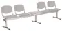 VINCENZA - 5 S, plastová lavice do čekárny, 4-sedák, stolek, šedá, kostra stříbrná