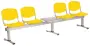 VINCENZA - 5 S, plastová lavice do čekárny, 4-sedák, stolek, žlutá, kostra stříbrná