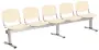 VINCENZA - 5, plastová lavice do čekárny, 5-sedák, krémová, kostra stříbrná