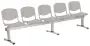 VINCENZA - 5, plastová lavice do čekárny, 5-sedák, šedá, kostra stříbrná