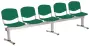 VINCENZA - 5, plastová lavice do čekárny, 5-sedák, zelená, kostra stříbrná