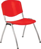 VINCENZA ST židle konferenční, kostra stříbrná, plast červený