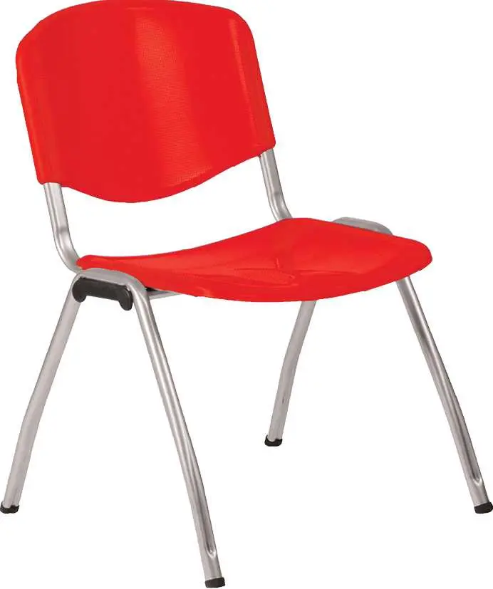 VINCENZA ST židle konferenční, kostra stříbrná, plast červený