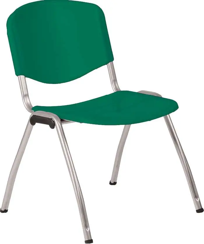 VINCENZA ST židle konferenční, kostra stříbrná, plast zelený