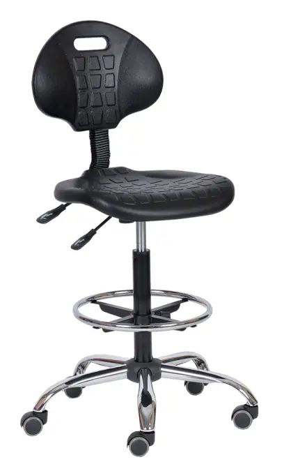 PUR 04 K židle provozní, kříž chrom, kruh chrom, kolečka na tvrdé podlahy