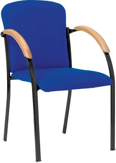 VALENTINO N, židle konferenční, nohy černé, područky buk, látka modrá