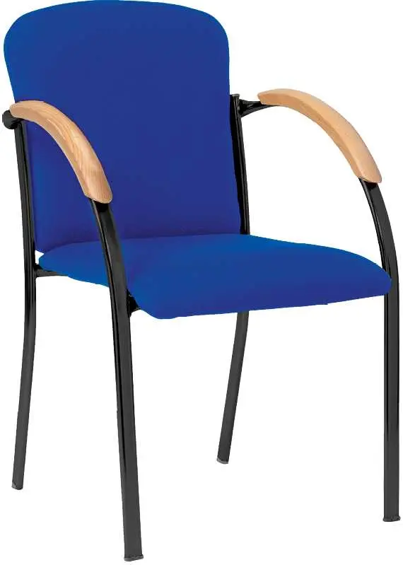 VALENTINO N, židle konferenční, nohy černé, područky buk, látka modrá