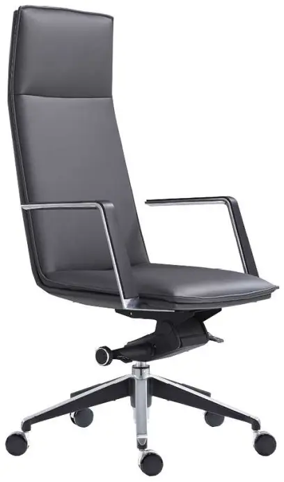 RUBEN křeslo kancelářské s područkami, kříž ALU, kůže černá