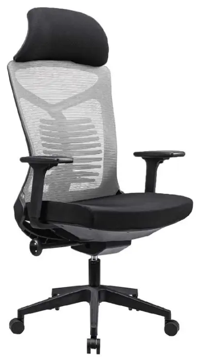 DENALI židle kancelářská, podhlavník, kříž nylon, látka/MESH šedá