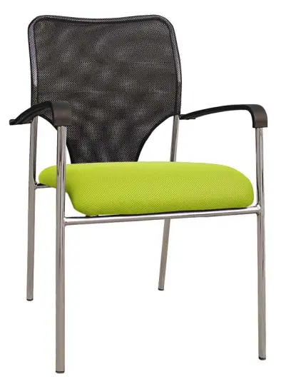 MADISON židle konferenční, chrom, světle zelená