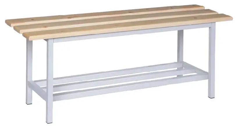 SLD-R 100 lavice šatní s roštem, dřevo/ konstrukce šedá RAL 7035