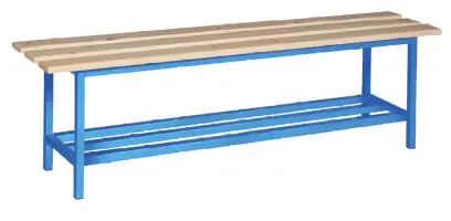 SLD-R 150 lavice šatní s roštem, dřevo/ konstrukce modrá RAL 5012