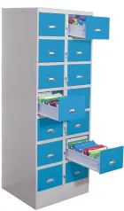 2380/7/S kartotéka 14- zásuvková A5, šedo/modrá