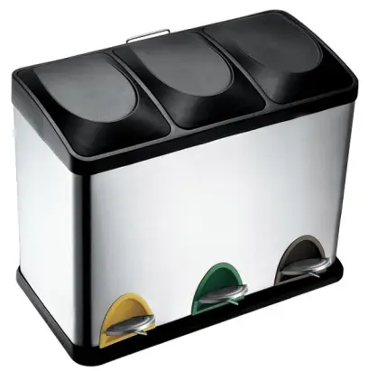 KTO-N 3x15 koš nerez na tříděný odpad, 3x15 l