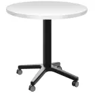 POC 500 - 1 stůl kulatý, deska pr.600 mm bílá (síla 25 mm), pojízdná centrální noha, podnož černá