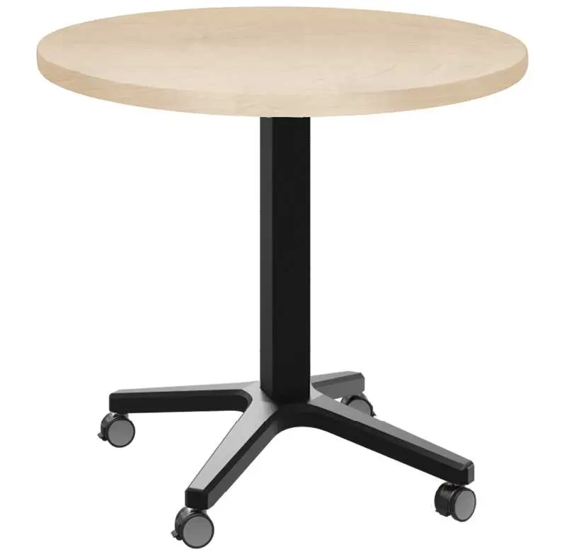 POC 500 - 1 stůl kulatý, deska pr.600 mm bříza irská (síla 25 mm), pojízdná centrální noha, podnož černá