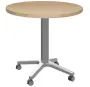 POC 500 - 1 stůl kulatý, deska pr.600 mm javor horský (síla 25 mm), pojízdná centrální noha, podnož stříbrná